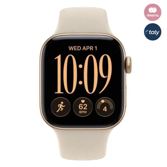 Apple Watch Series 12 GPS 46mm, Light Gold Aluminium Case with Sand Sport Band - M/L